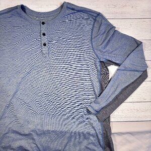 Lululemon - Long Sleeve Henley Shirt - Navy Blue and Gray - Men's X-Large